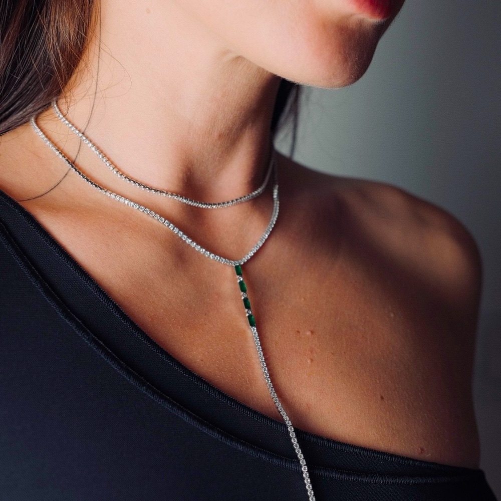 New Emerald Cascade Lariat Necklace